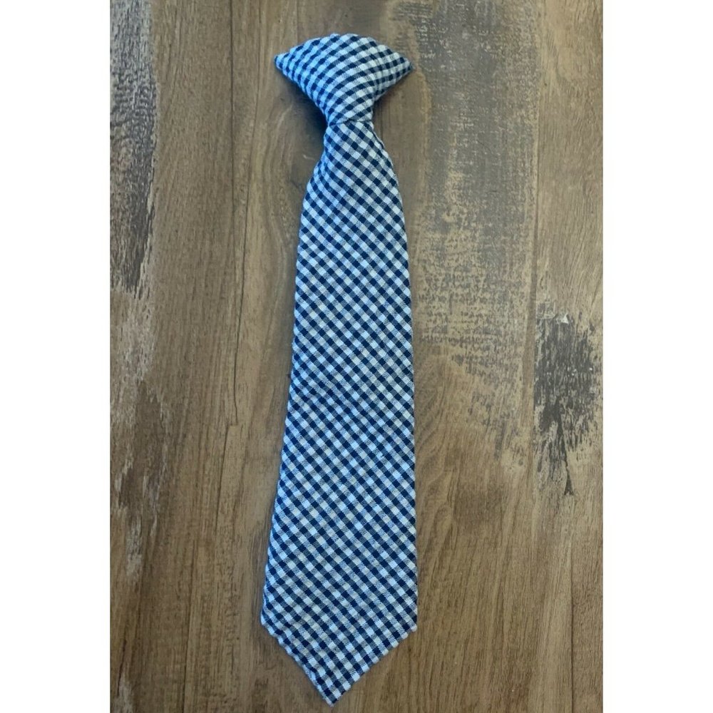 EUC Boutique Navy Gingham Clip on Toddler Tie Easter